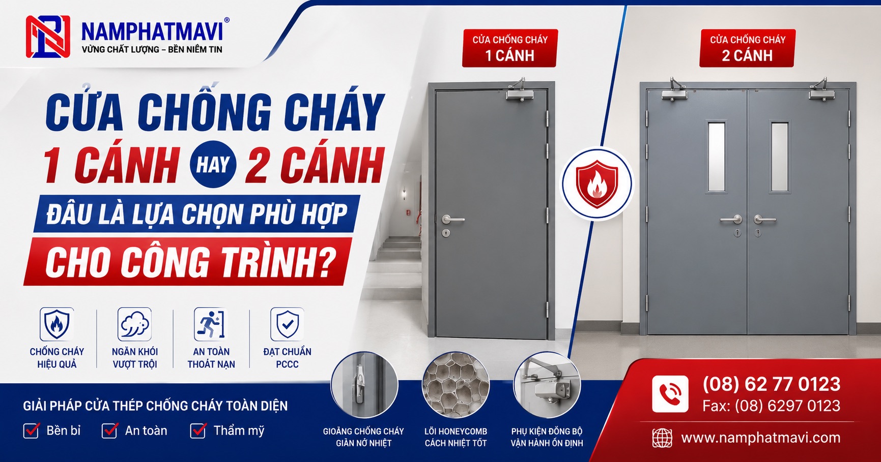 Cửa chống cháy 1 cánh hay 2 cánh: Đâu là sự lựa chọn phù hợp cho công trình